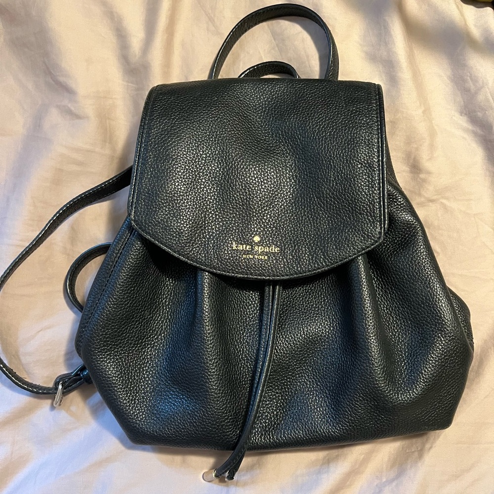 Black leather kate spade backpack